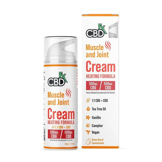 CBDfx 500MG CBG + 500 CBD Broad Spectrum Muscle and Joint Cream Heating Formula 50ML - 1.7 fl. oz.